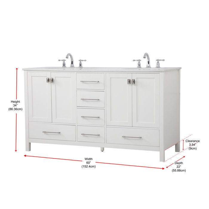 Andover Mills™ Broadview 60'' Free Standing Double Bathroom Vanity with